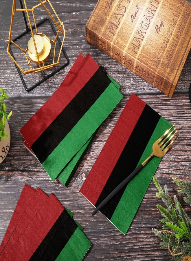 وولاين مجموعة مناديل ورقية للضيوف من والين، 80 قطعة، بتصميم مخطط بالأحمر والأسود والأخضر، مناسبة للاحتفال بيوم التحرير (جونتينث)، مناشف يد للضيوف للاستخدام مرة واحدة، مستوحاة من التراث الأفريقي، مناديل حمام للمناسبات والأعياد، احتفالاً بشهر الحرية الأفريقية، وشهر التاريخ الأسود، واحتفالات كوانزا. - Image 4